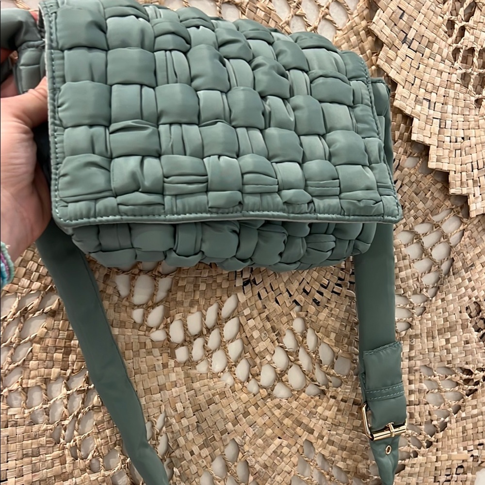 Anthropologie Woven Padded Crossbody in Sage